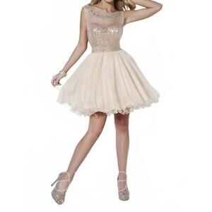 NEW HANNAH S women's classy short party dress in champagne blush